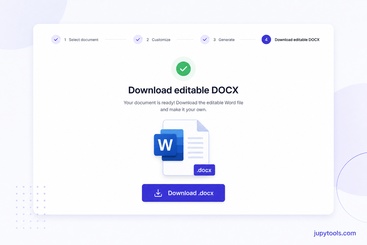 Download an editable DOCX Word document after converting IPYNB online with Jupy Tools