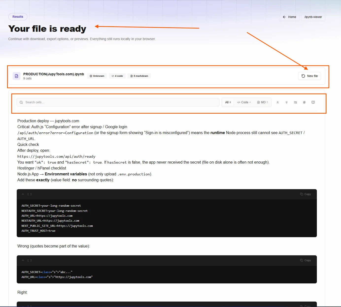 A notebook opened for reading so the saved metadata can be inspected without a kernel
